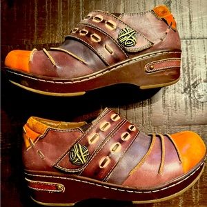 L'Artiste Spring Step Sherbet Cam Platform Clogs/Shoes Leather Women’s size 6.5